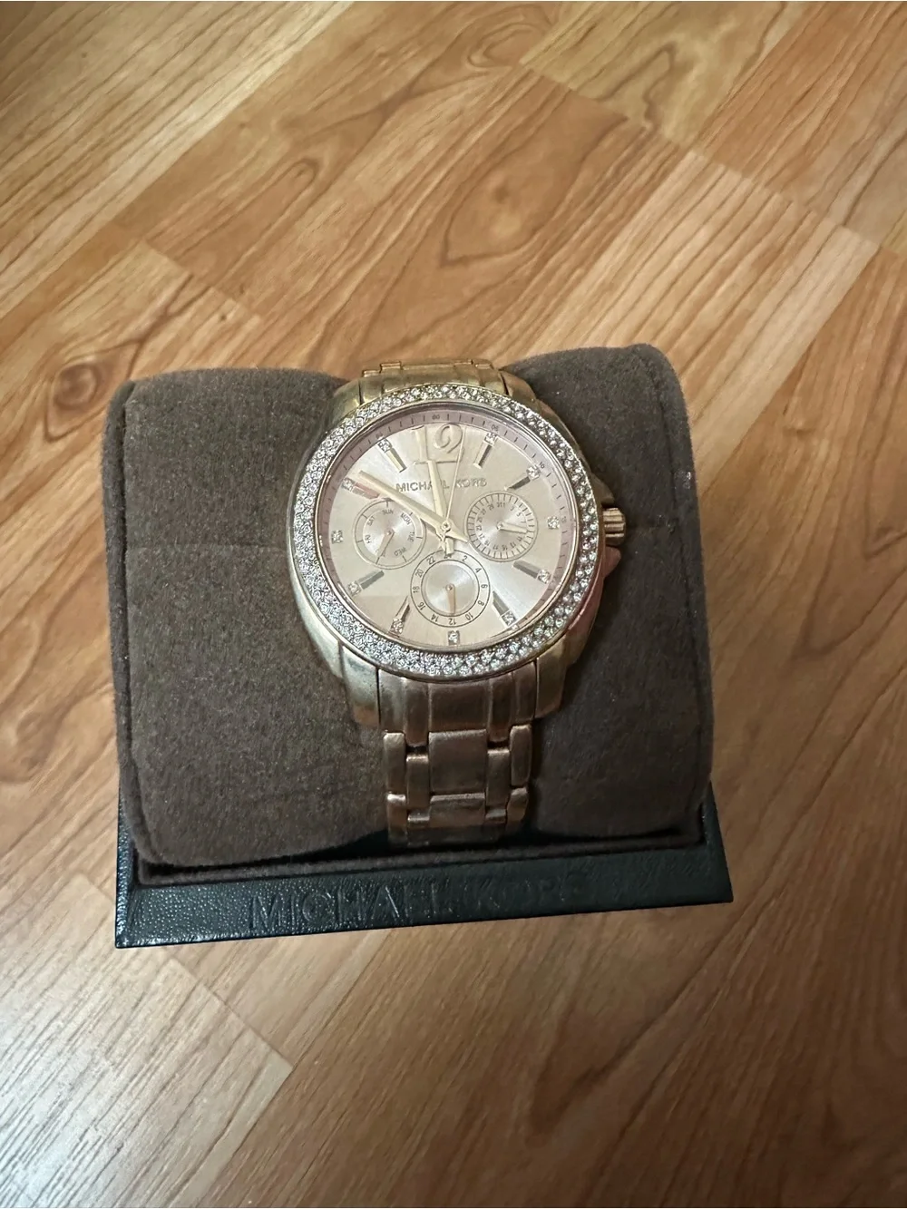 Michael Kors Rose Gold Crystal Bezel Chronograph Bracelet Watch